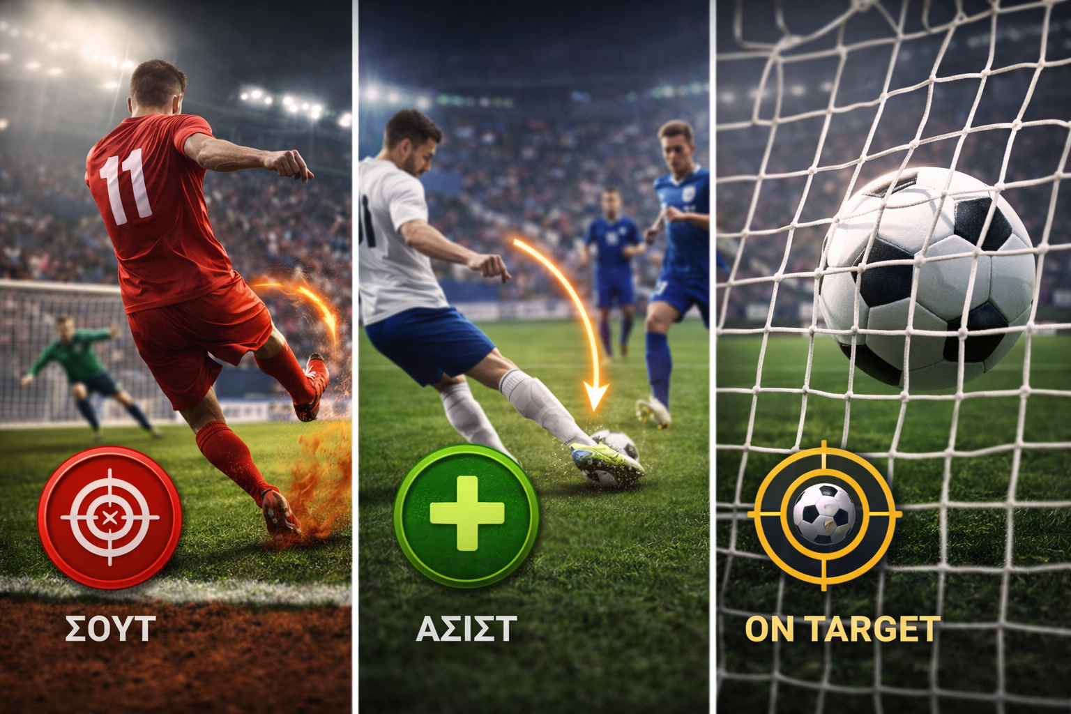Ειδικά παικτών, σουτ, ασίστ και on target