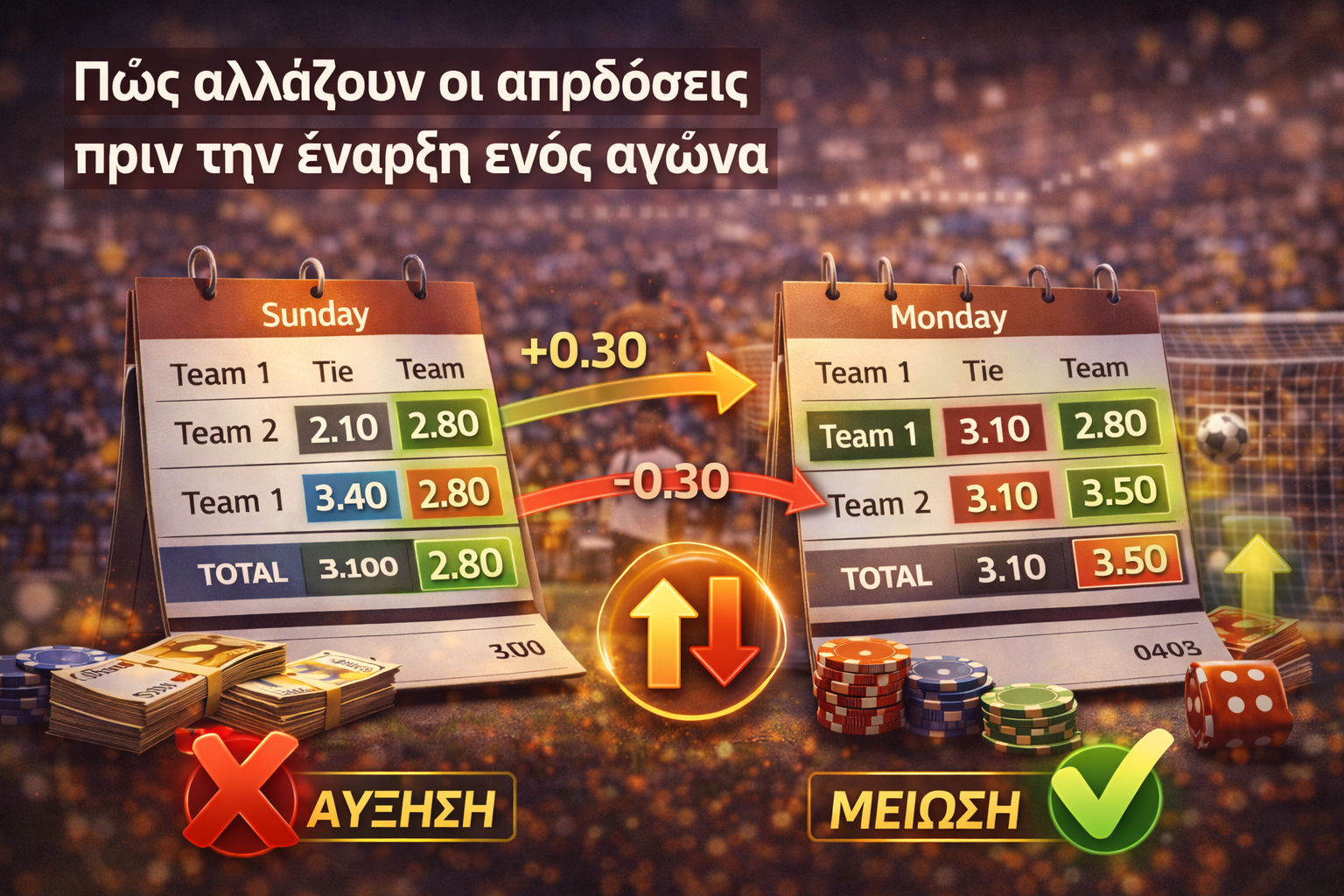 Πώς αλλάζουν οι αποδόσεις πριν την έναρξη ενός αγώνα